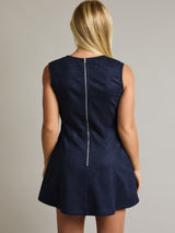Unforgettable Night Sleeveless Suede Dress - Navy