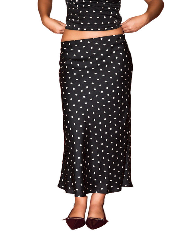 Spotted In Style Maxi Skirt- Polka Dot