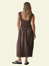 Lionel Ruched Maxi Dress - Chocolate
