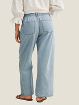 Sky High Drawstring Wide-Leg Jean - Washed Denim