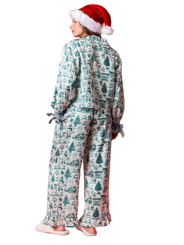 Holiday Wish Satin PJ Set - Hunter Green