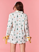 Frosted Night Satin PJ Set - Mustard/Off White