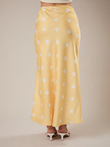 Audrina Polka Dot Skirt - Butter/White