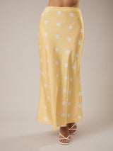 Audrina Polka Dot Skirt - Butter/White