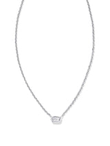 Kendra Scott Fern Crystal Short Pendant Necklace - Silver White Crystal