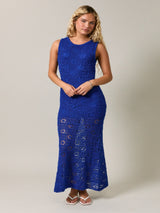 Azure Escape Crochet Maxi Dress - Blue