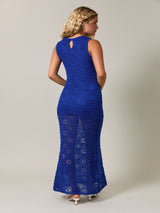 Azure Escape Crochet Maxi Dress - Blue