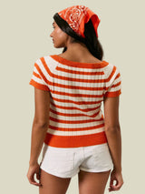 The Stripe Crush Knit - Orange/Cream