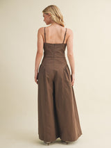 Clocking Out Jumpsuit - Brown