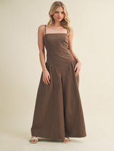 Clocking Out Jumpsuit - Brown