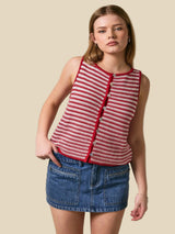 Palma Crochet Top - Red/Cream