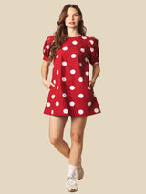 Dotty Daydream Dress - Crimson/Off-White