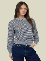 Lighthouse Lane Striped Cardigan - Navy Blue