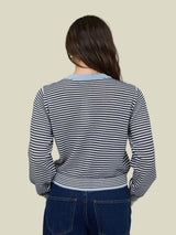 Lighthouse Lane Striped Cardigan - Navy Blue