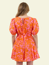 Deliah Floral Mini Dress - Orange/Pink