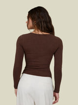 Modern Basic Square Neck Top - Brown