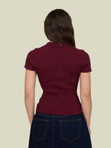 The Napa Ribbed Top - Burgundy