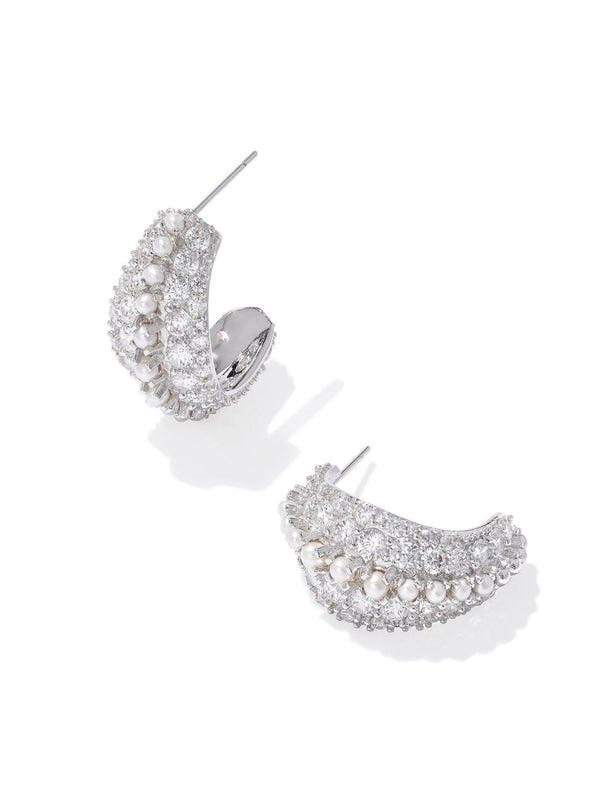 Kendra Scott Krista Hoop Earrings - Silver White Mix