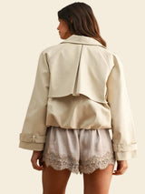 City Chic Cropped Trench Jacket - Light Taupe