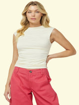 Medina Mock Neck Top - Ivory
