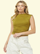 Medina Mock Neck Top - Olive
