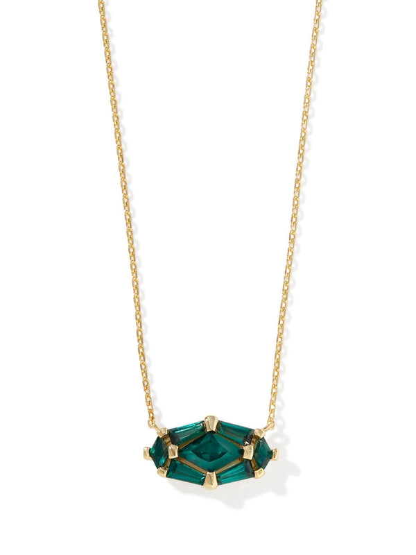 Kendra Scott Lindy Rae Elisa Pendant Necklace - Gold Green Crystal