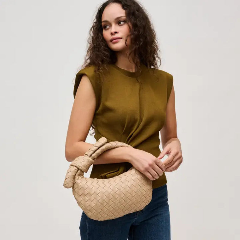 Lizbeth Woven Knot Clutch - Natural