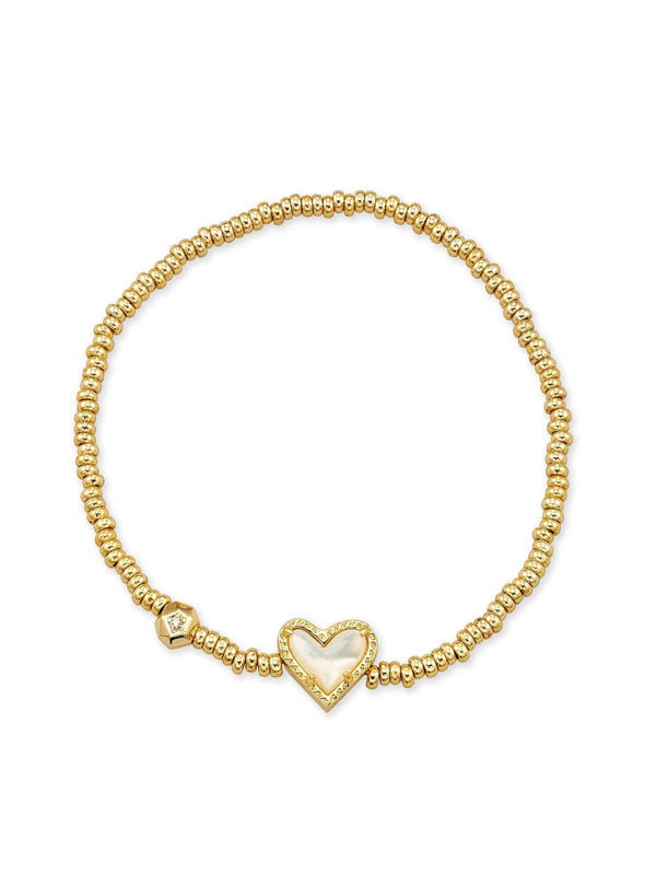 Kendra Scott Ari Heart Stretch Bracelet - Gold Ivory Mop