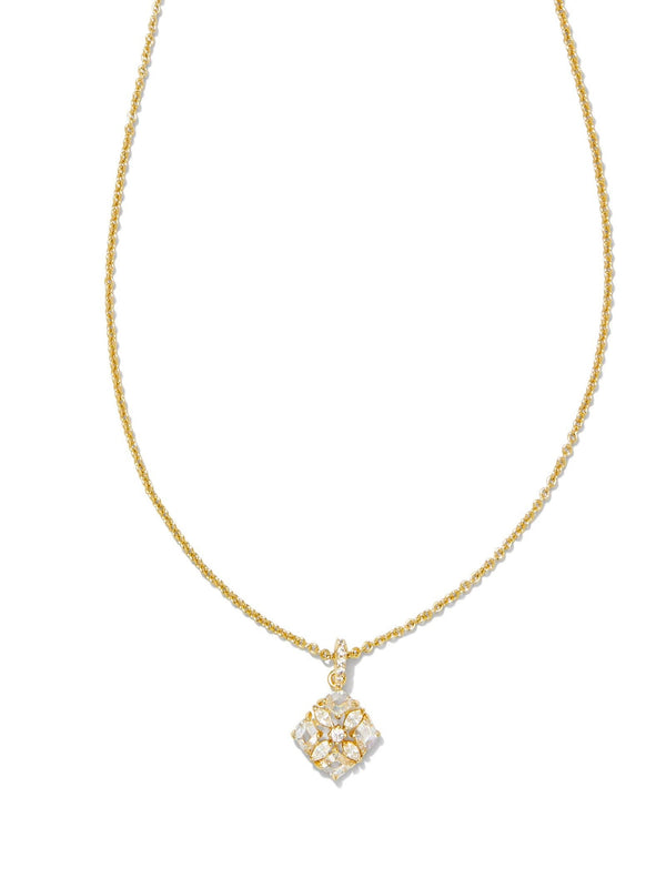Kendra Scott Dira Crystal Pendant Necklace - Gold White Crystal