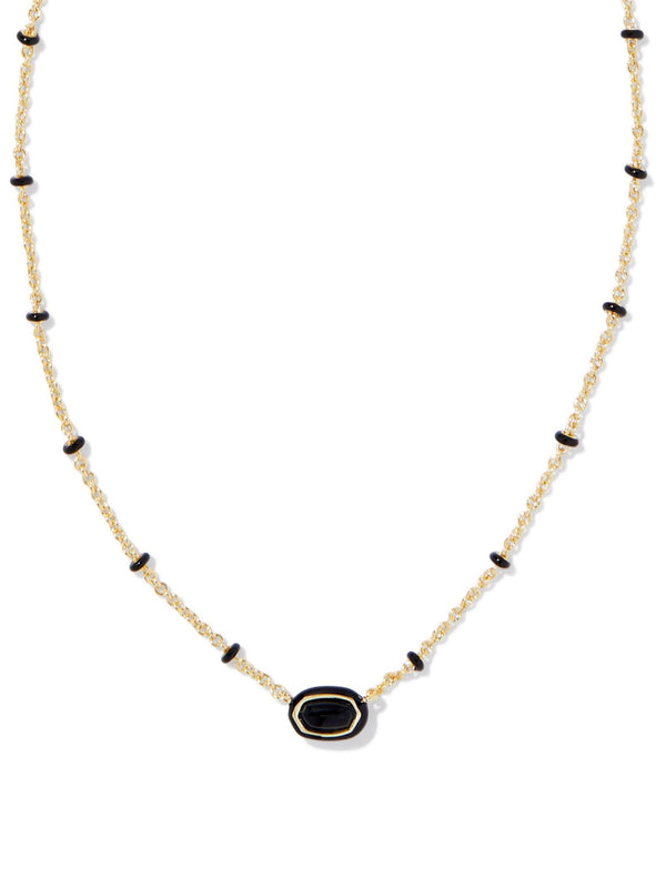 Kendra Scott Mini Elisa Enamel Necklace - Gold Black Agate