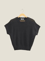Open Knit Top - Black