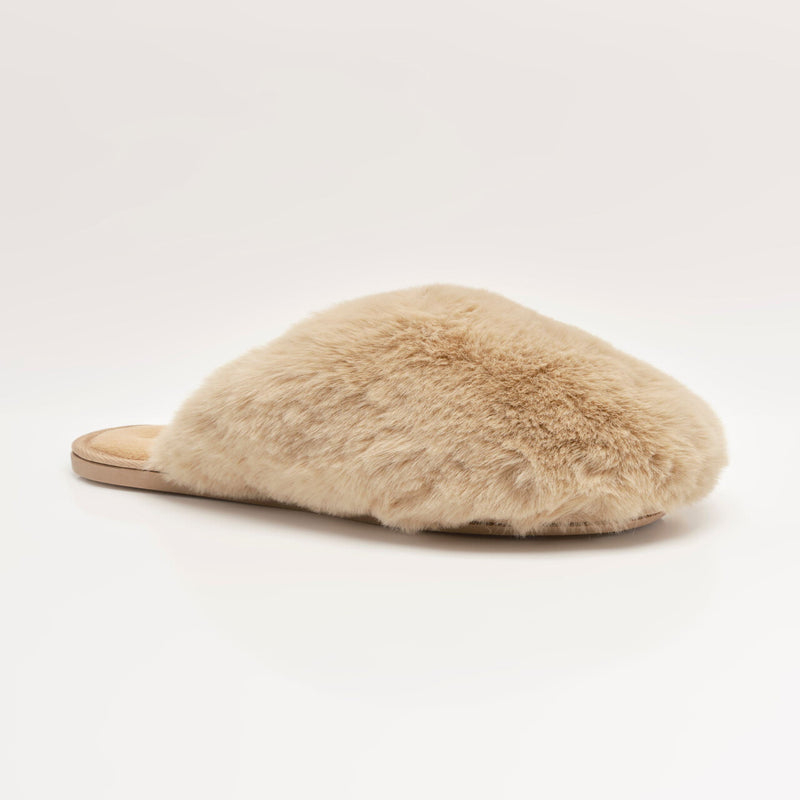 Free People Snowball Slippers - Taupe Faux Fur