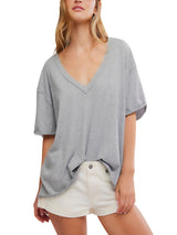 Free People Nina Tee V - Heather Grey