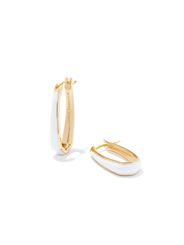Kendra Scott Kelsey Hoop Earrings - Gold White Enamel
