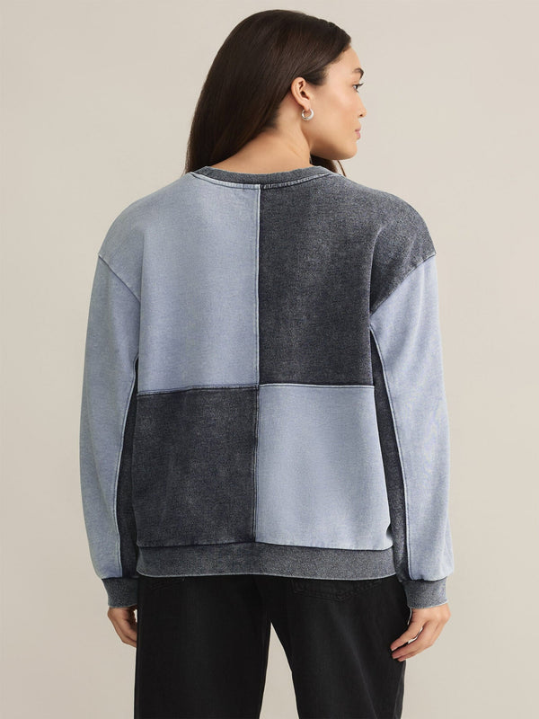 Z Supply Fair & Square Denim Sweatshirt - Washed Indigo