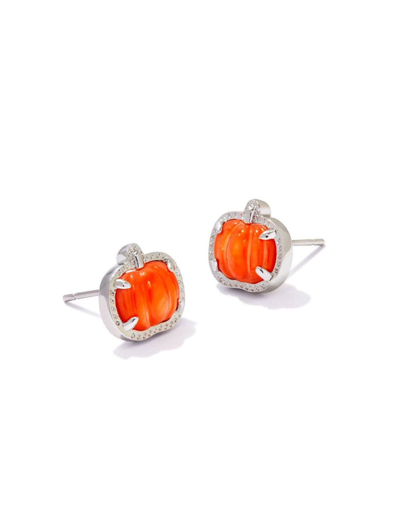 Kendra Scott Pumpkin Stud Earrings - Silver Orange MOP