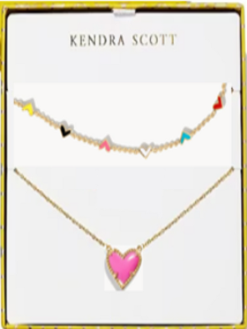 Kendra Scott Ari Haven Heart Necklace Gift Set - Gold Neon Pink