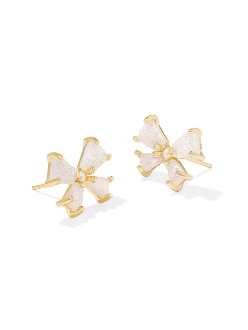 Kendra Scott Blair Bow Small Stud Earrings - Gold Iridescent Drusy