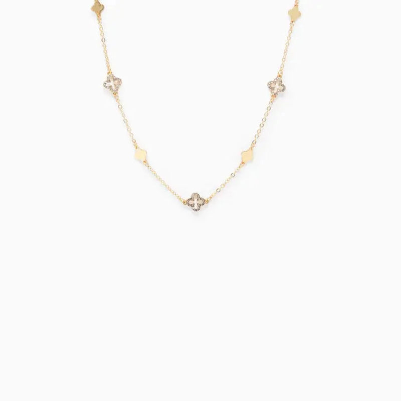 Open Clover Mix Station Necklace - Gold