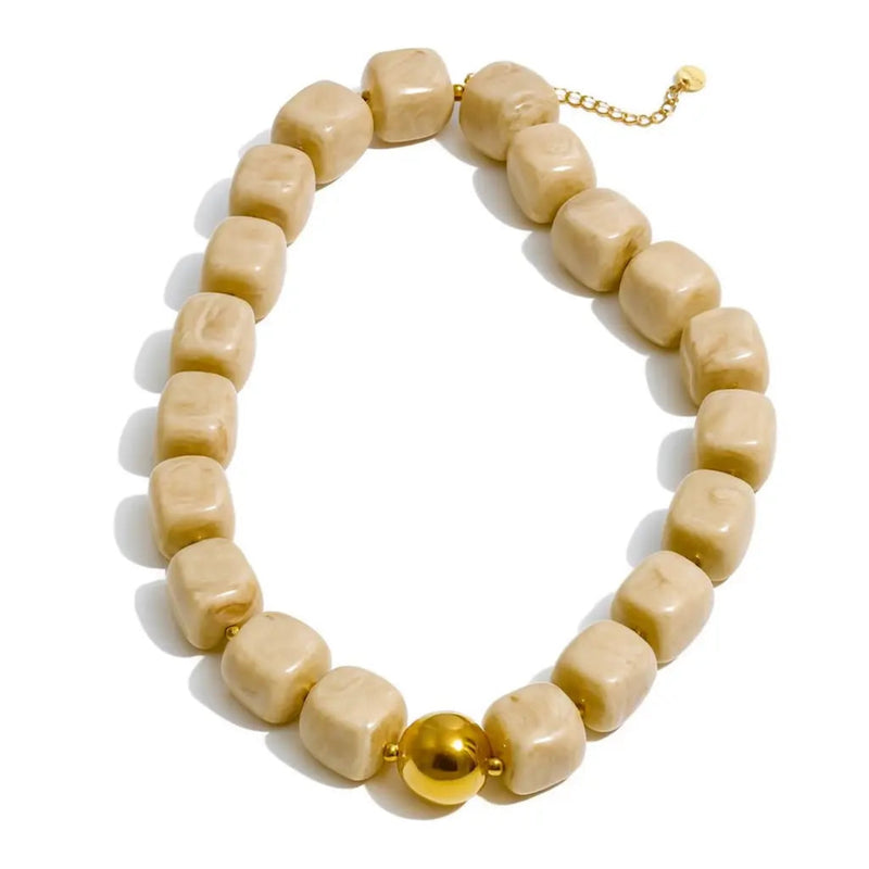 Sahira Pebbles Beaded Necklace - Beige