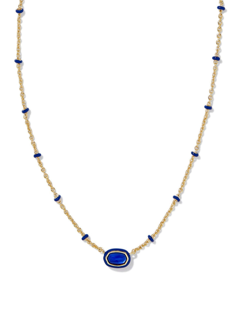 Kendra Scott Mini Elisa Enamel Necklace - Gold Cobalt Illusion