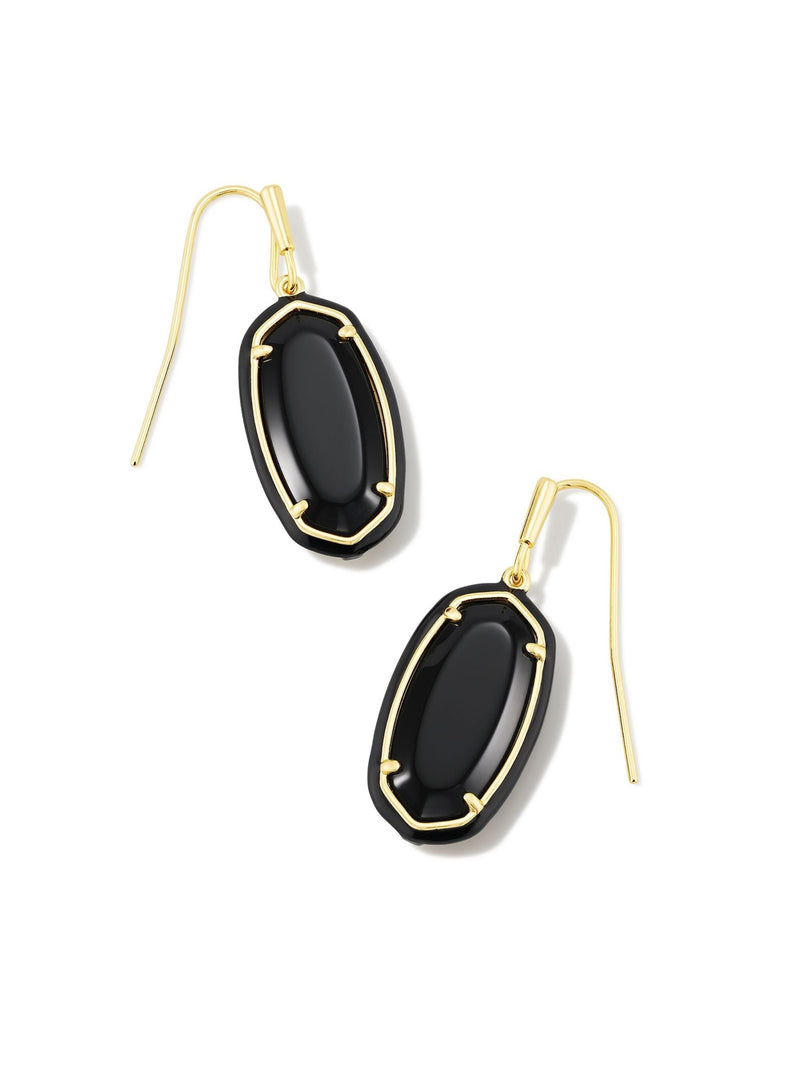 Kendra Scott Dani Enamel Framed Drop Earrings - Gold Black Agate