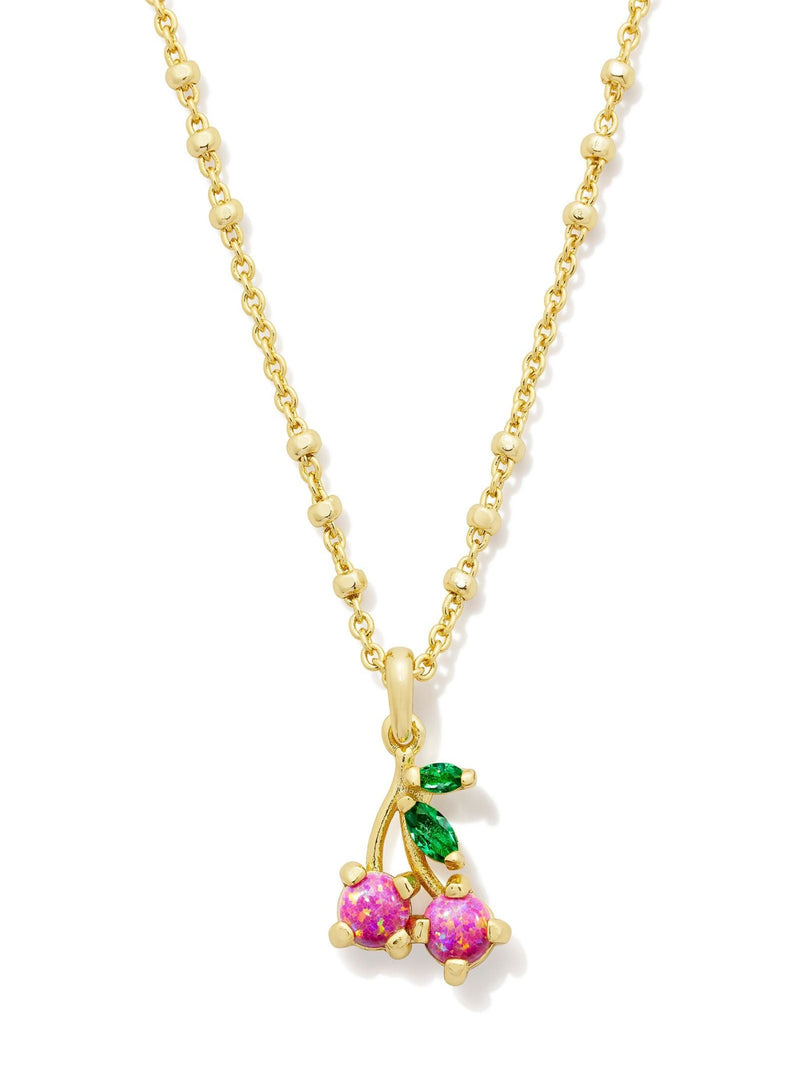 Kendra Scott Cherry Short Pendant Necklace - Gold Berry Opal