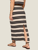 Z Supply Gail Striped Jersey Midi Skirt - Ash Black