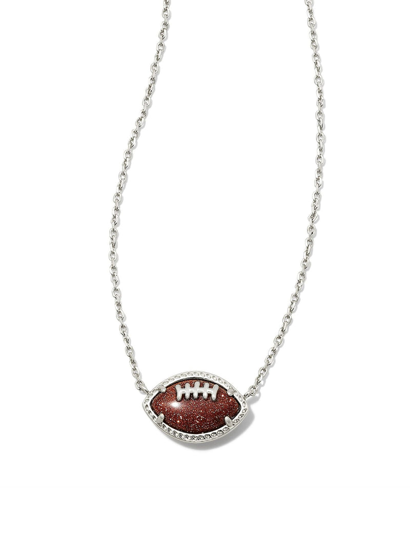 Kendra Scott Football Short Pendant Necklace - Silver Orange Goldstone