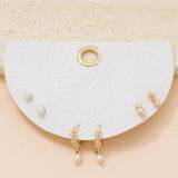Half Display Pad Studs And Hoops Earrings Set - Gold
