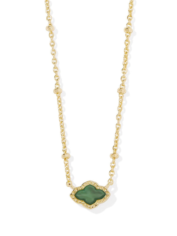 Kendra Scott Mini Abbi Pendant Necklace - Gold Green Illusion