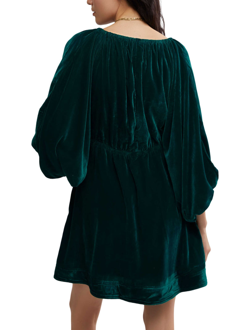 Free People Portia Velvet Mini Dress - Uncut Emerald