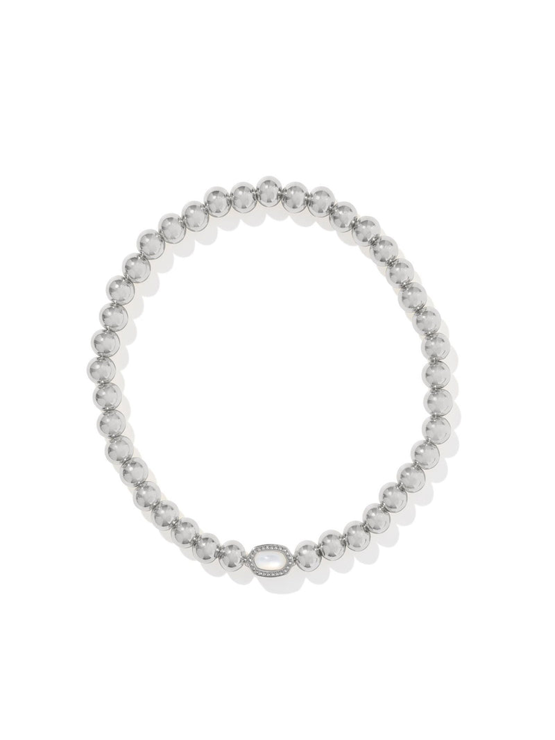 Kendra Scott Mini Elaina Stretch Bracelet - Silver Ivory MOP