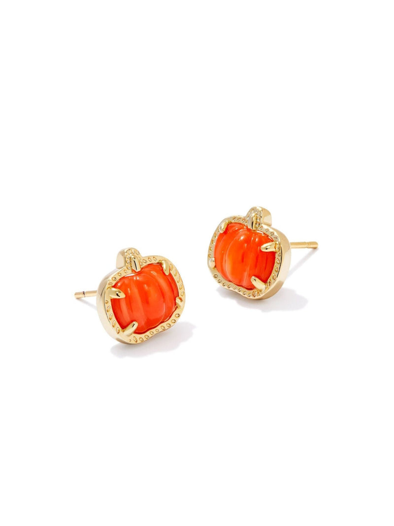 Kendra Scott Pumpkin Stud Earrings - Gold Orange MOP